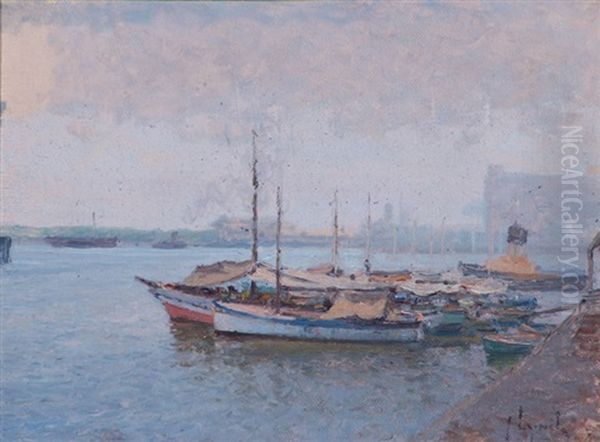 Riachuelo Oil Painting by Justo Maximo Lynch