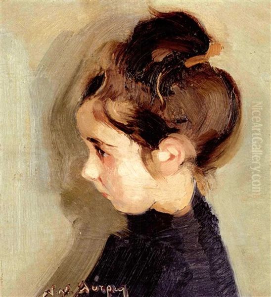 Portrait Of A Little Girl Oil Painting by Nicolas Lytras