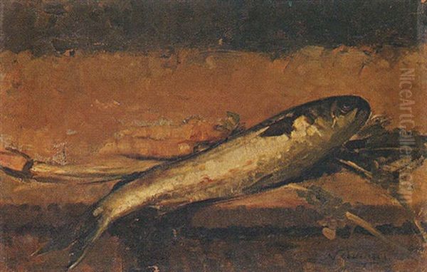 Still Life With Fish Oil Painting by Nikiforos Lytras
