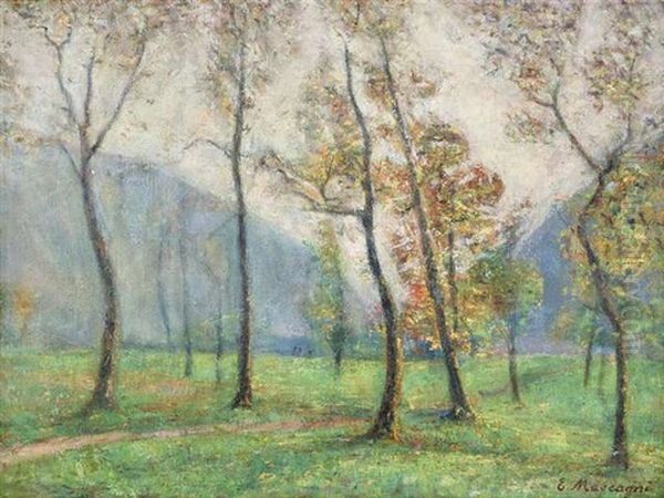 Fruhlingslandschaft Mit Baumen Oil Painting by Emilio Maccagni