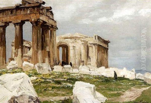 Auf Der Akropolis Athen Oil Painting by Georg Macco