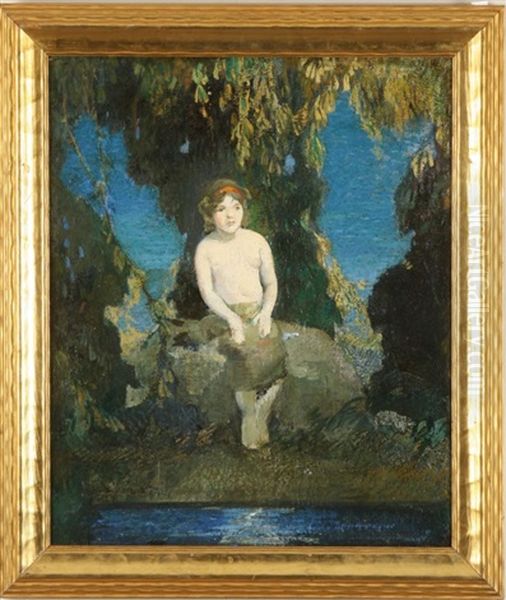 Portrait Of A Child By Water Oil Painting by Norwood Hodge Macgilvary