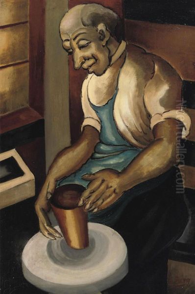 A Potter Oil Painting by Else Berg