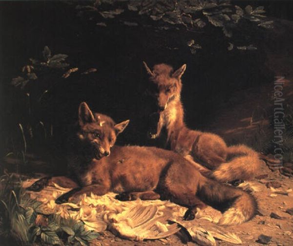 Efter Frokost Oil Painting by Adolf Heinrich Mackeprang