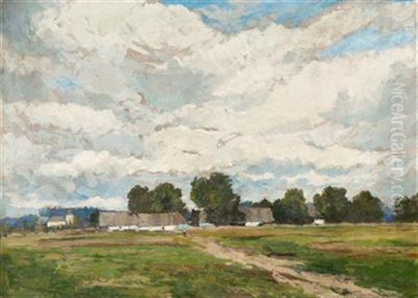 Landscape With A Village Oil Painting by Gustav Macoun