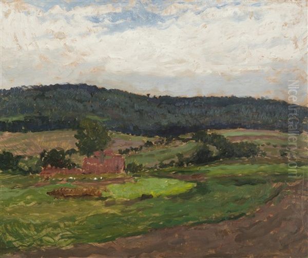 Landscape With Building Oil Painting by Gustav Macoun