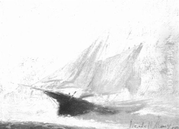 Schooner In Fog Oil Painting by Wendell Ferdinand Macy