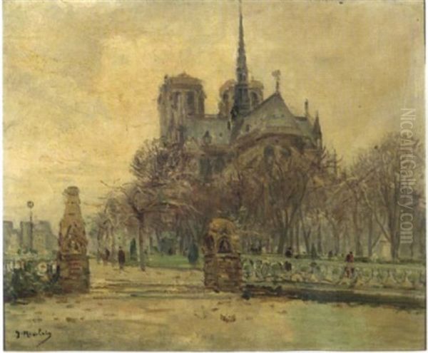Paris, Le Chevet De Notre-dame Oil Painting by Gustave Madelain