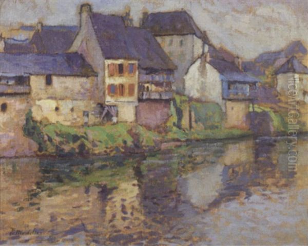 Village Au Bord De L'eau Oil Painting by Paul Madeline