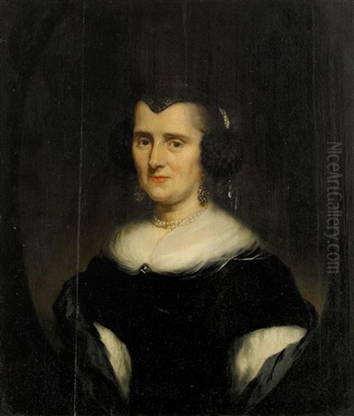 Damportratt - Midjebild Oil Painting by Nicolaes Maes