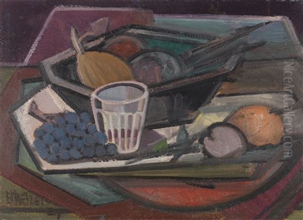 Stillleben Mit Wasserglas Oil Painting by Emil Maetzel