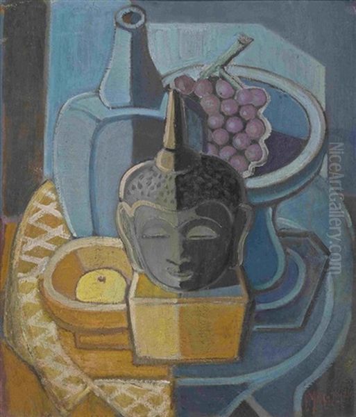 Stillleben Mit Buddhakopf Oil Painting by Emil Maetzel