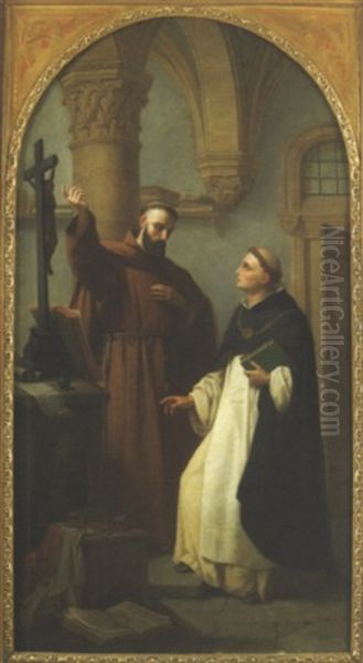 La Recontre De Saint Bonaventure Et Saint Thomas D'aquin Oil Painting by Antoine Magaud