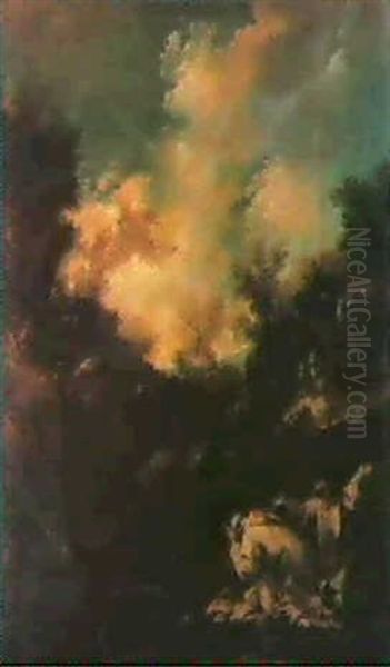 Paysage Avec Moines & Paysage Avec Un Ermite Oil Painting by Alessandro Magnasco