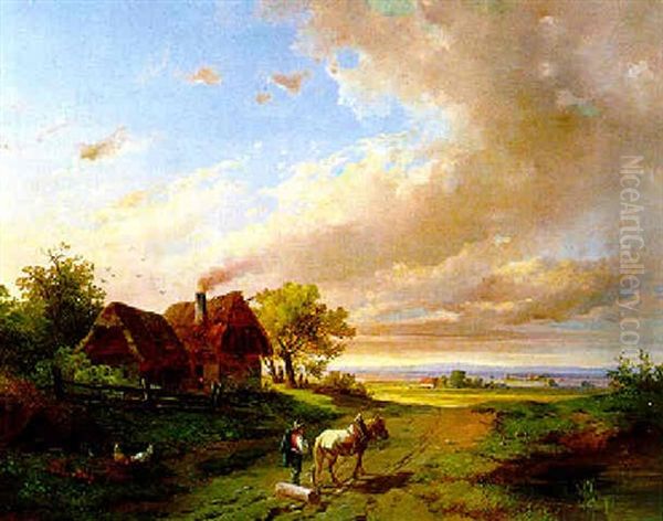Landschaft Mit Figurlicher Staffage Oil Painting by Edmund Mahlknecht