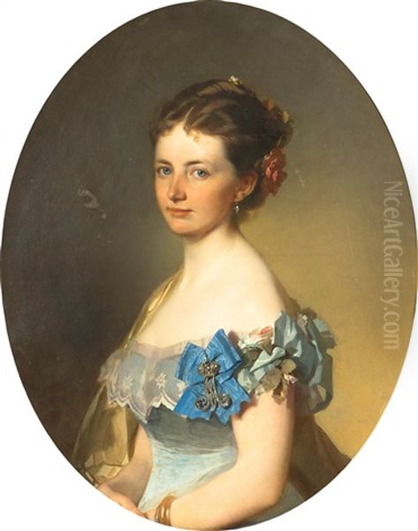 Portrait Of A Young Lady Oil Painting by Ivan Kusjmitsch Makarov