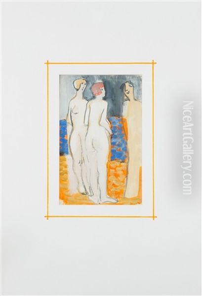 Lady Figures Oil Painting by Otto Makila