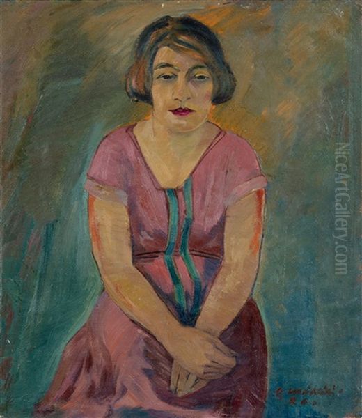 Portrait Of A Lady Oil Painting by Otto Makila