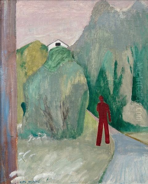 Night Vanderer Oil Painting by Otto Makila