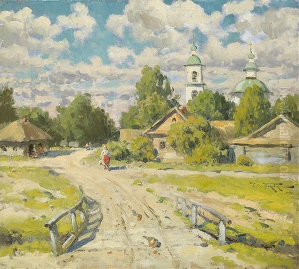 Village Road Oil Painting by Alexandr Vladimirovich Makovsky