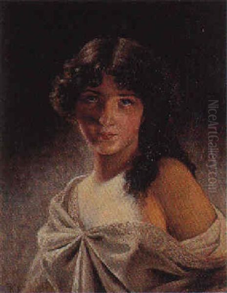 Junge Zigeunerin Mit Entbloster Schulter Oil Painting by Konstantin Egorovich Makovsky