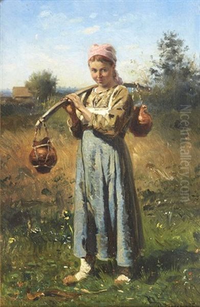La Porteuse D'eau Oil Painting by Vladimir Egorovich Makovsky