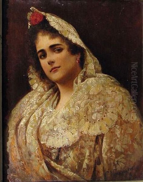 La Belle Espagnole Oil Painting by Vladimir Egorovich Makovsky