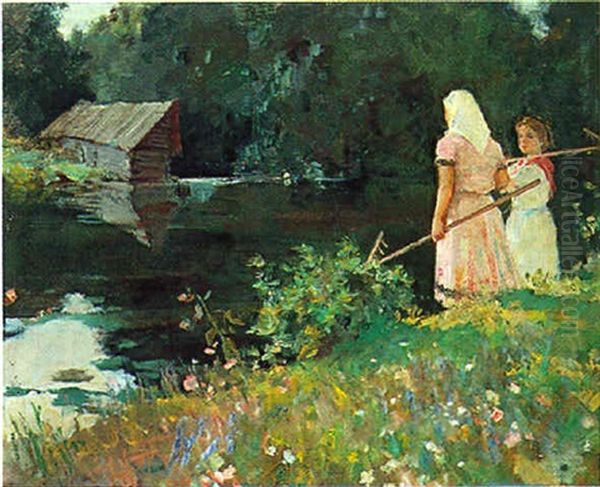 Am Wasser Oil Painting by Fedor Petrovich Malaev