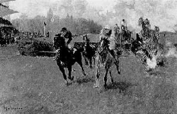 Course De Chevaux Oil Painting by Louis Ferdinand Malespina