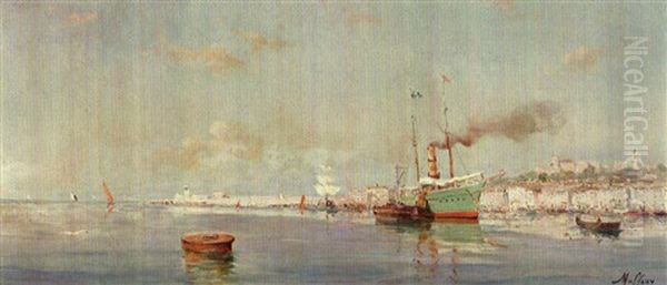 Vue Du Port De Cannes Oil Painting by Charles Malfroy