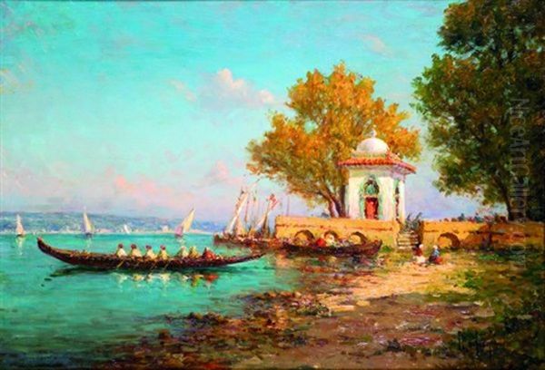 Caique Sur Le Bosphore Oil Painting by Charles Malfroy