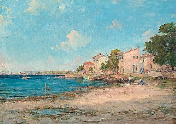A Harbor Scene (+ The Fishermen; Pair) Oil Painting by Henri Malfroy-Savigny