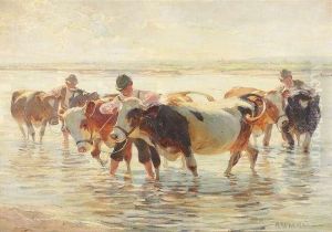 Bergmann, Max. Peasants With Cows In A Ford