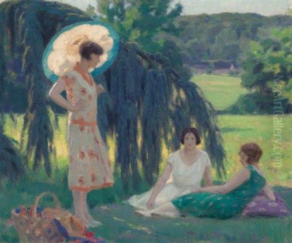In The Garden Of Mr. Bieterie Oil Painting by William Malherbe