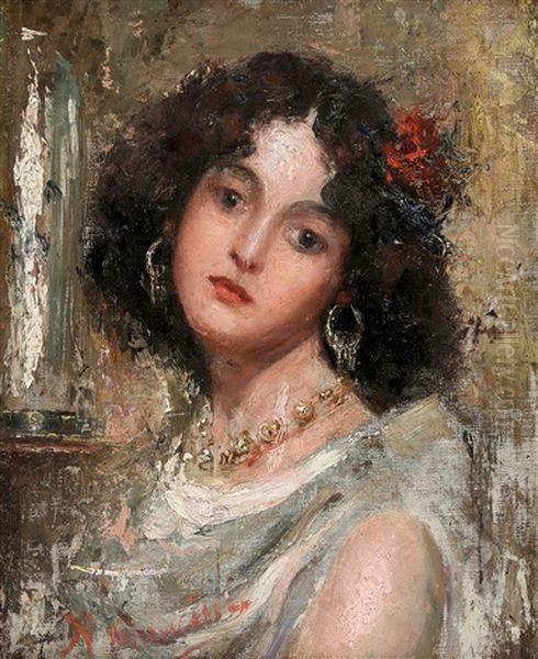 The Italian Beauty Oil Painting by Antonio Mancini