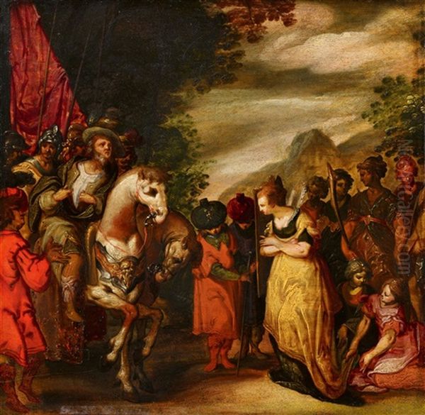 Jephthah And His Daughter Oil Painting by Karel van Mander the Elder