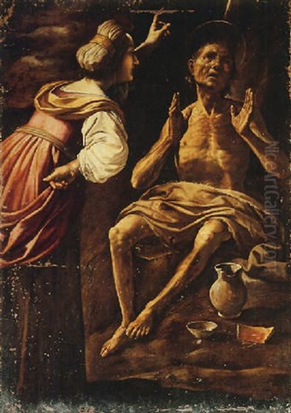 Job Scolded By His Wife Oil Painting by Rutilio Manetti