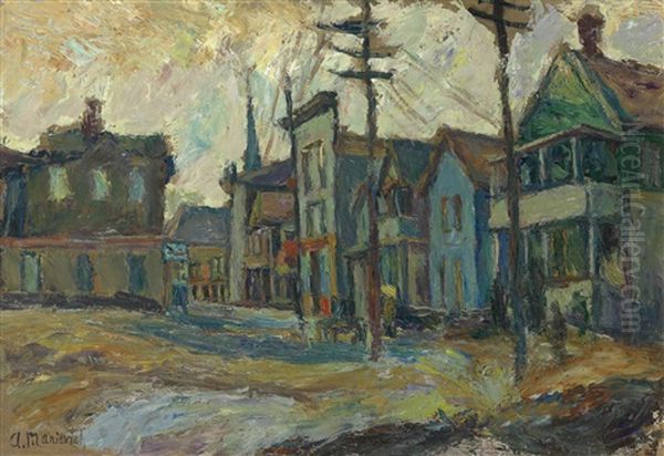 View Of A Street Oil Painting by Abram Anshelevich Manevich