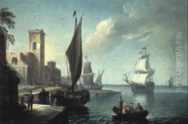 Harbour Scene Oil Painting by Adrien Manglard