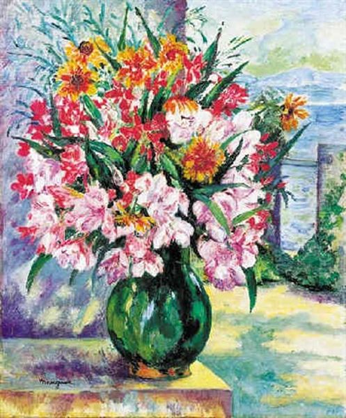 Lauriers Roses Et Gaillardes Oil Painting by Henri Charles Manguin
