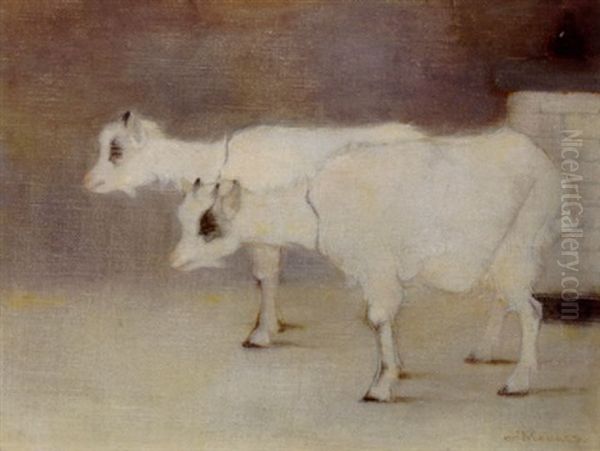 Twee Geiten In Interieur Oil Painting by Jan Mankes