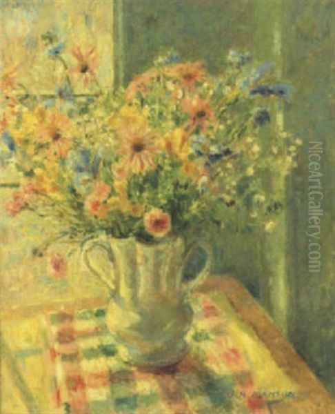 Still Life With Summer Flowers Oil Painting by James Bolivar Manson