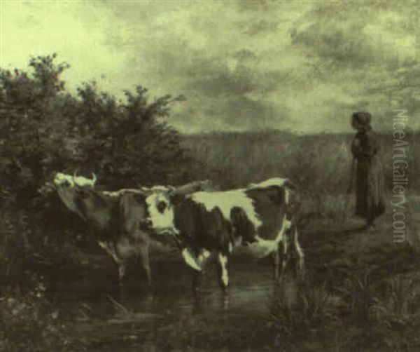 La Mare Aux Bles Oil Painting by Adolphe Charles Marais
