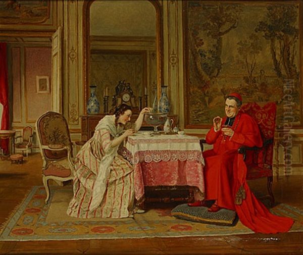 Frivool Bezoek Voor De Kardinaal Oil Painting by Victor Marais-Milton