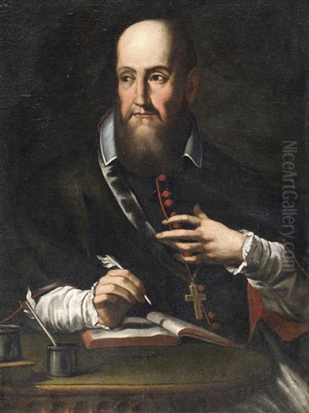 Portrait Eines Kardinals. Halbfigur En Face Oil Painting by Carlo Maratta or Maratti