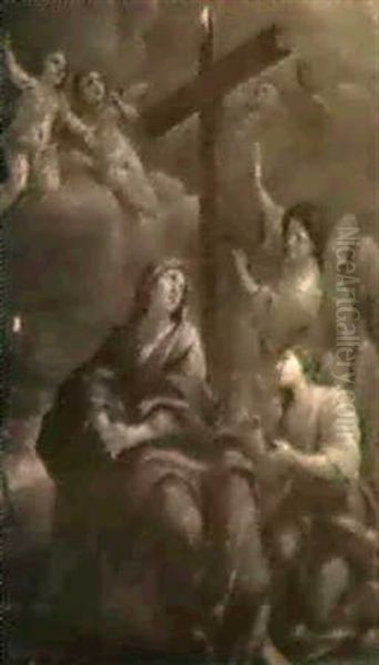 Die Madonna Mit Engeln Unter Dem Kreuz Oil Painting by Carlo Maratta