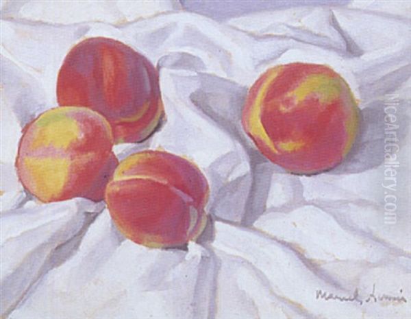 Nature Morte Aux Peches Oil Painting by  Marcel-Lenoir (Jules Oury)