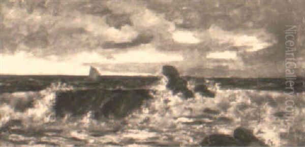 Marina Oil Painting by Vicente March y Marco