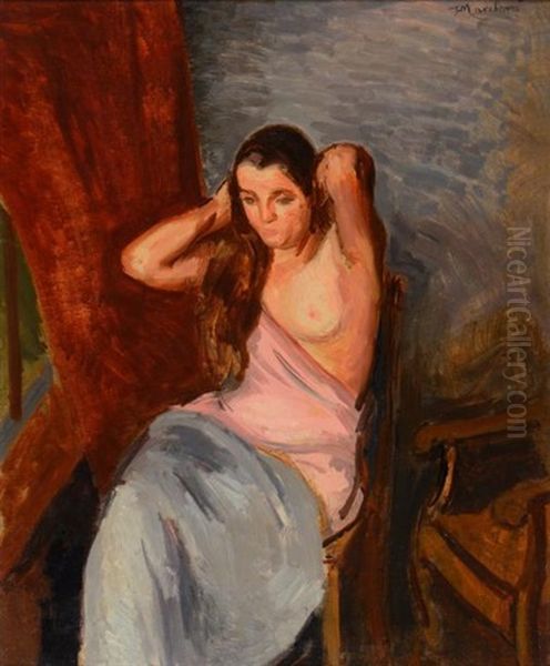 La Coiffure Oil Painting by Jean Hippolyte Marchand