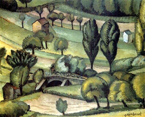 Paysage Aux Peupliers Oil Painting by Jean Hippolyte Marchand
